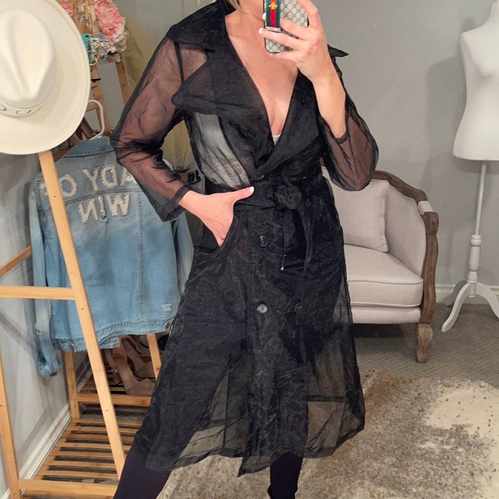 JLUXLABEL black sheer trench coat